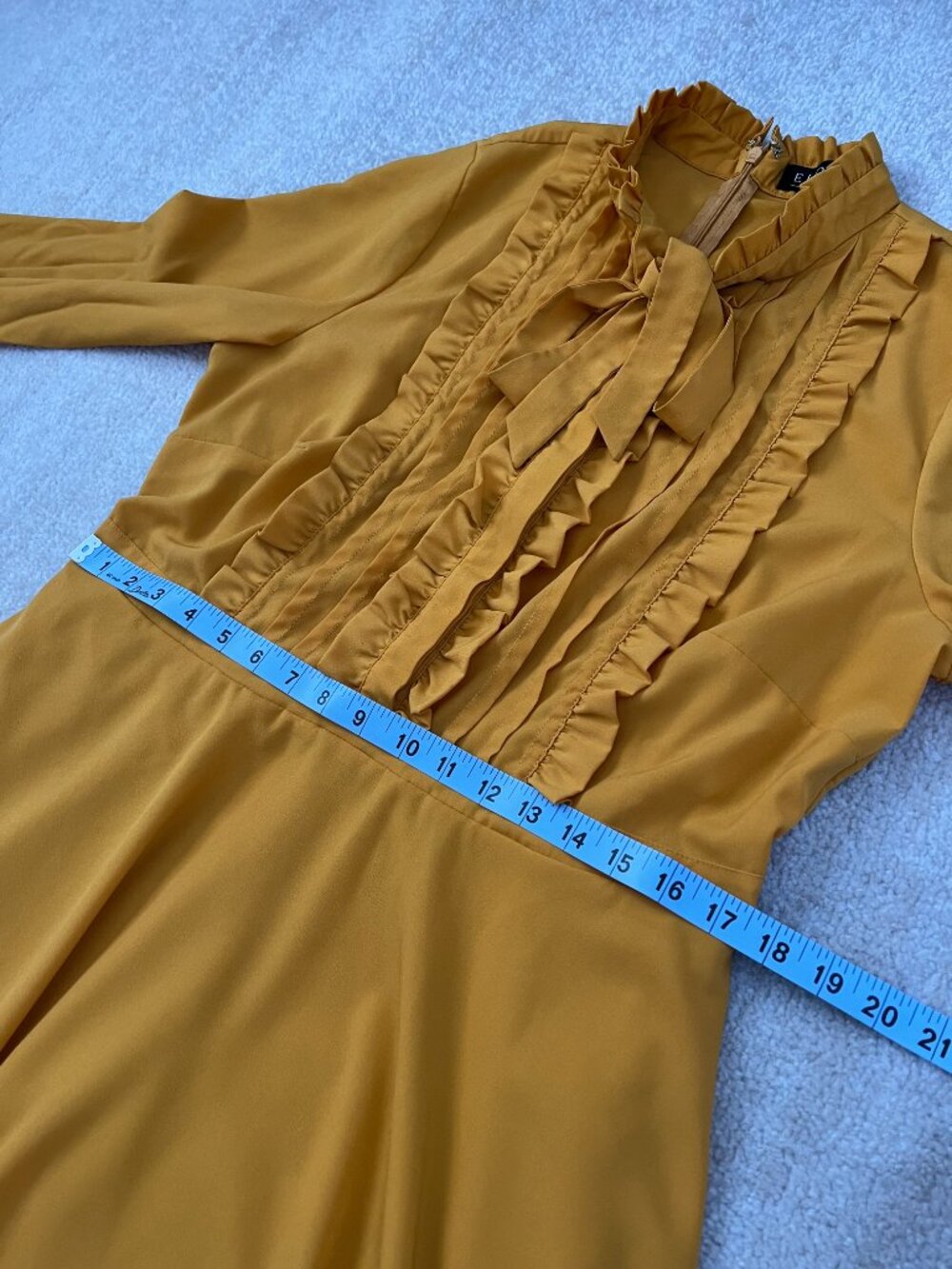 Eloquii Studio Yellow Ruffle Tie-Neck Dress Plus Size 14 - Picture 6 of 13
